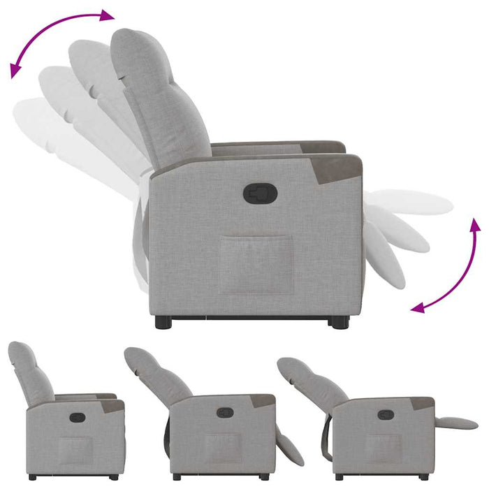 Poltrona Alzapersona Reclinabile Grigio Nuvola in Tessuto 3324089