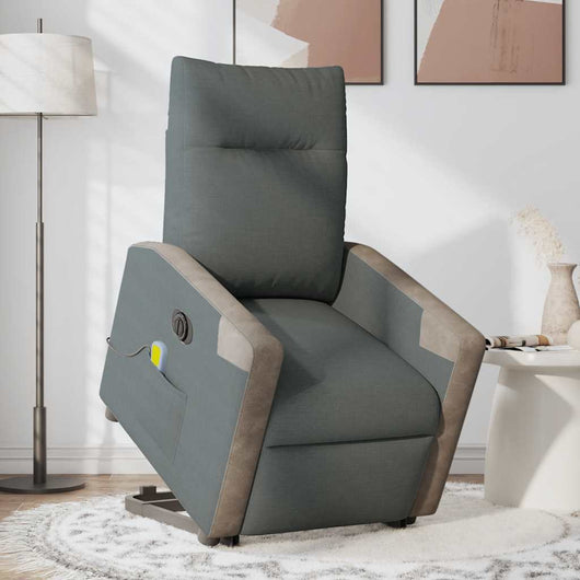 Poltrona Alzapersona Massaggi Elettrica Grigio Scuro Tessuto 3324106