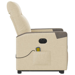 Poltrona Alzapersona Massaggiante Elettrica Crema in Tessuto 3324108