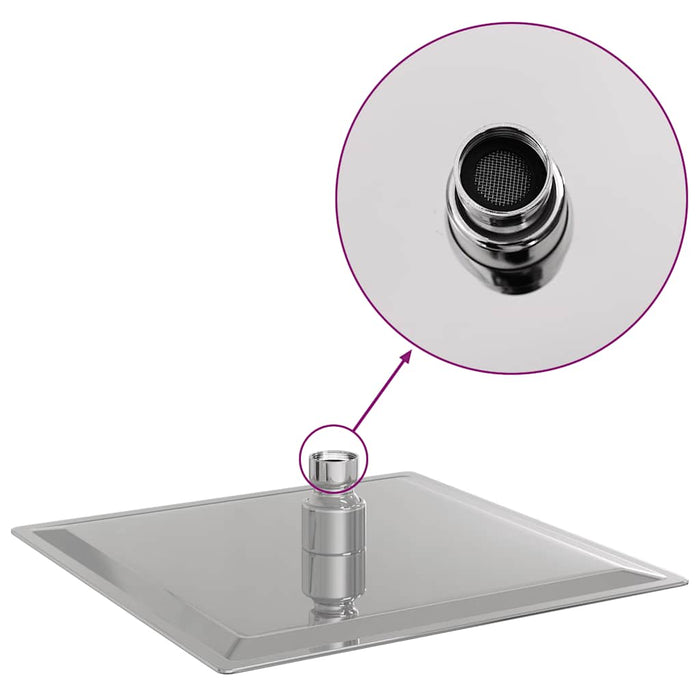 Testa Doccia a Pioggia in Acciaio Inox 304 20x20 cm Quadrata 4103912