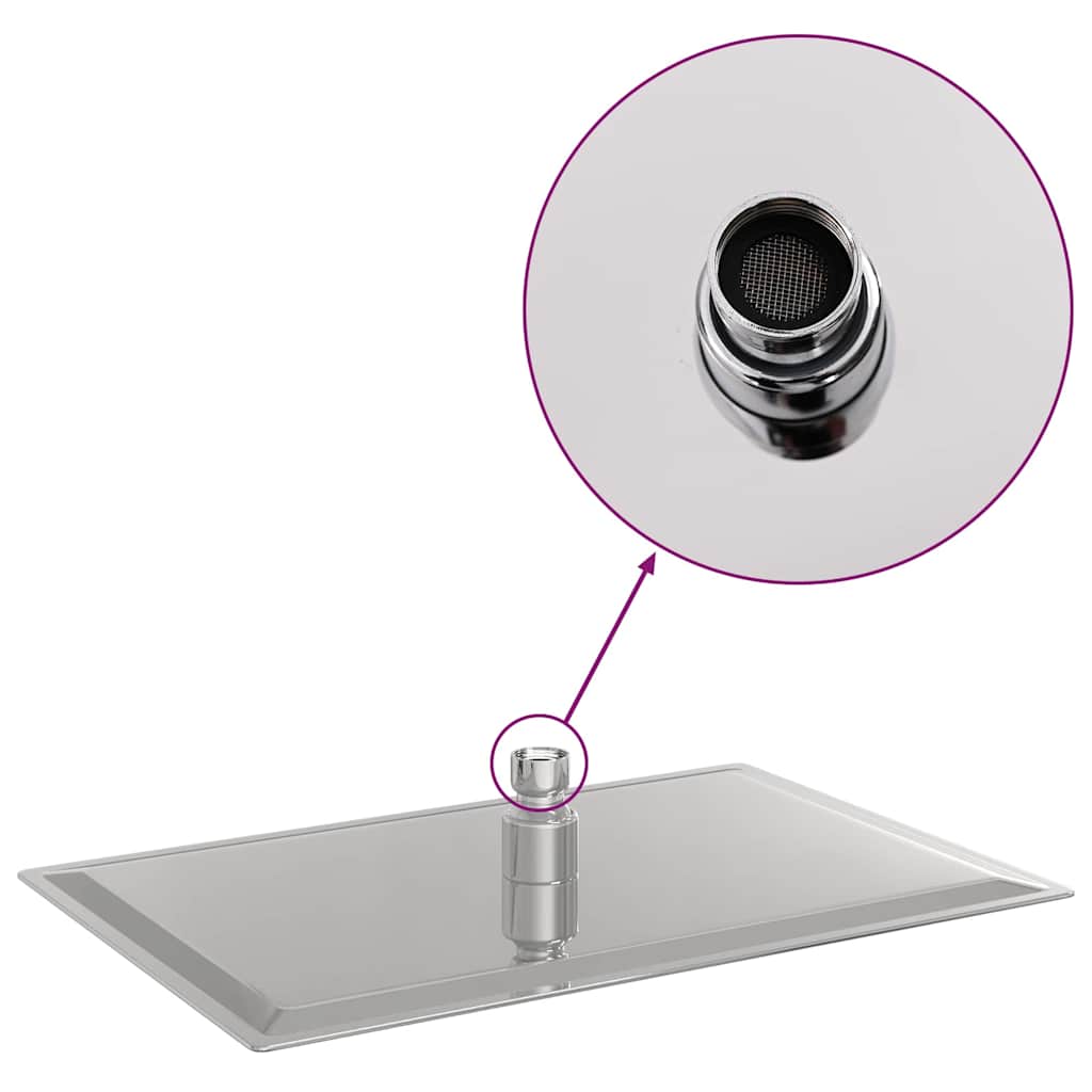 Testa Doccia a Pioggia Acciaio Inox 304 30x20 cm Rettangolare 4103932