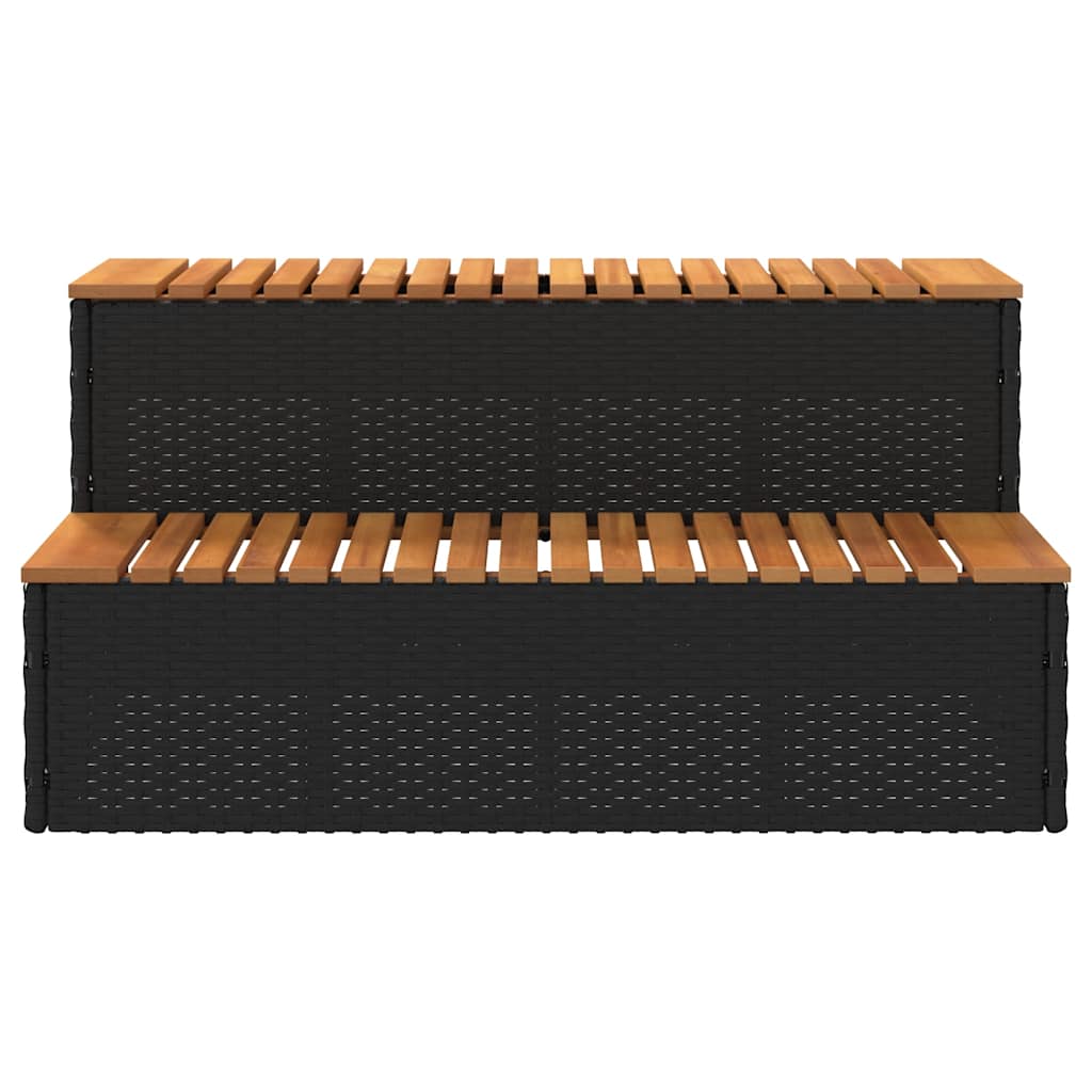 Bordo per Vasca Idromassaggio Nero Polyrattan&Massello Acacia 4103944