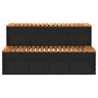 Bordo per Vasca Idromassaggio Nero Polyrattan&Massello Acacia 4103944