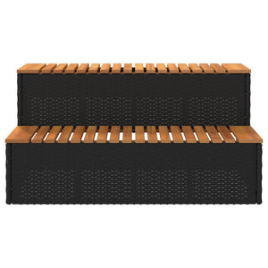 Bordo per Vasca Idromassaggio Nero Polyrattan&Massello Acacia 4103944