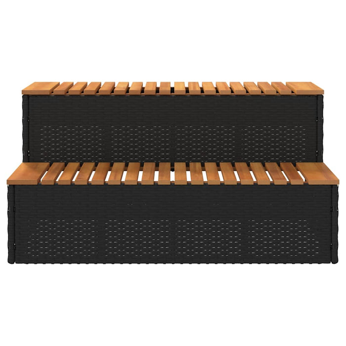 Bordo per Vasca Idromassaggio Nero Polyrattan&Massello Acacia 4103944