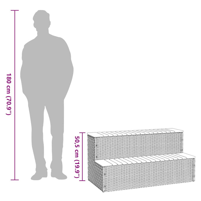 Bordo per Vasca Idromassaggio Nero Polyrattan&Massello Acacia 4103944