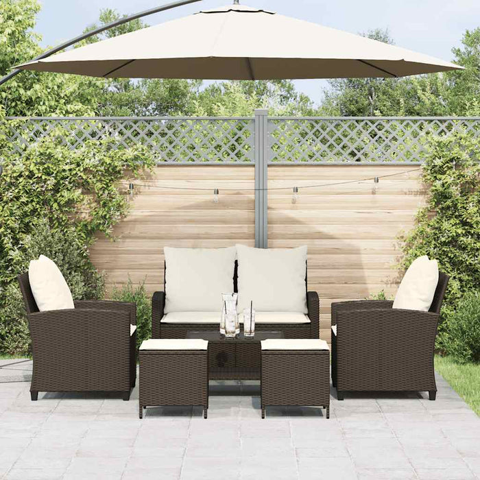 vidaXL Set Divano da Giardino 6 pz con Cuscini Marrone in Polyrattan
