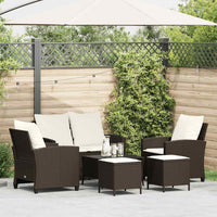 vidaXL Set Divano da Giardino 6 pz con Cuscini Marrone in Polyrattan
