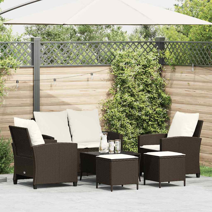 vidaXL Set Divano da Giardino 6 pz con Cuscini Marrone in Polyrattan