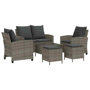 vidaXL Set Divano da Giardino 6 pz con Cuscini Grigio in Polyrattan