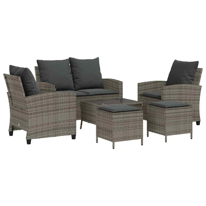 vidaXL Set Divano da Giardino 6 pz con Cuscini Grigio in Polyrattan