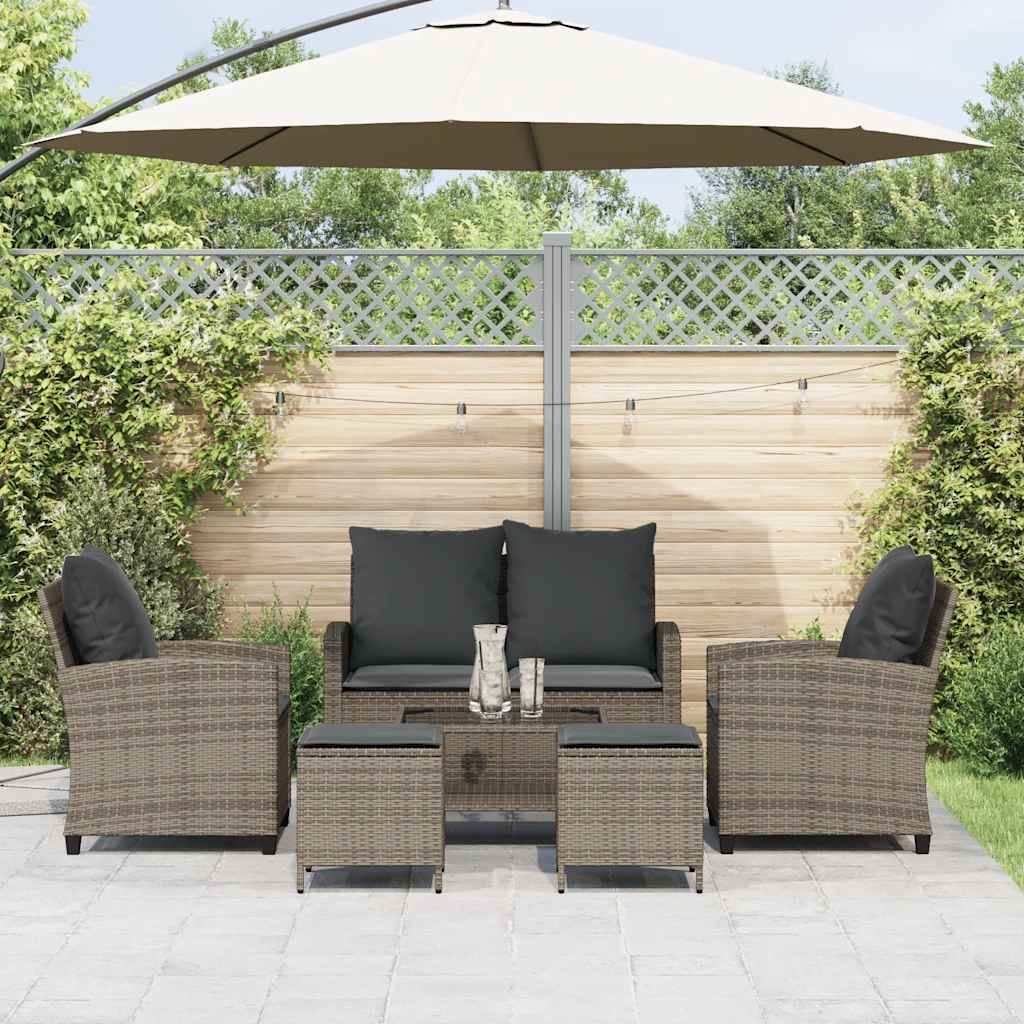 vidaXL Set Divano da Giardino 6 pz con Cuscini Grigio in Polyrattan