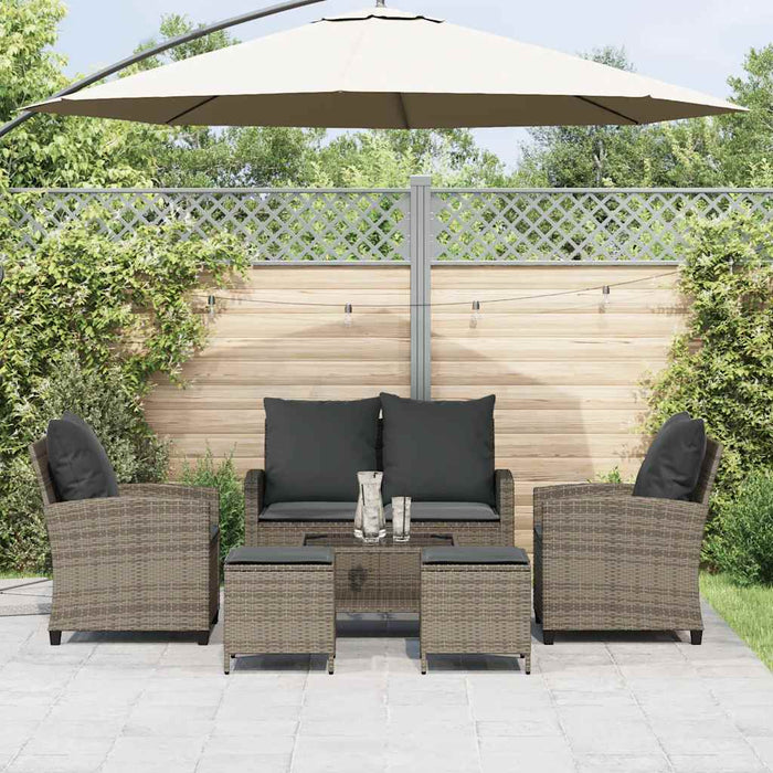 vidaXL Set Divano da Giardino 6 pz con Cuscini Grigio in Polyrattan