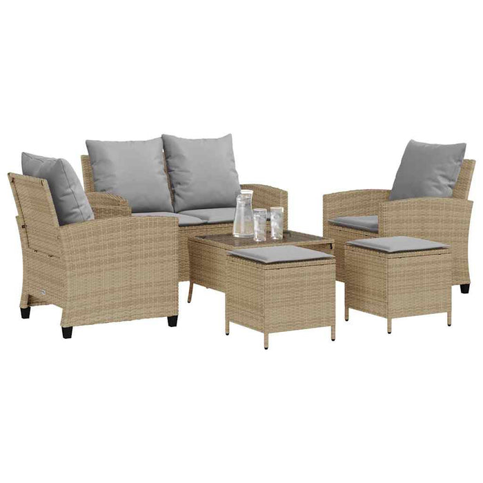 Set Divano da Giardino 6 pz con Cuscini Beige in Polyrattan 3324580
