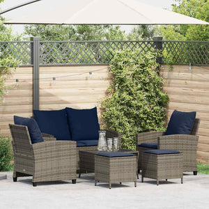 vidaXL Set Divano da Giardino 6 pz con Cuscini Grigio in Polyrattan