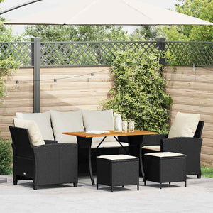 vidaXL Set Divano da Giardino 6 pz con Cuscini Nero in Polyrattan