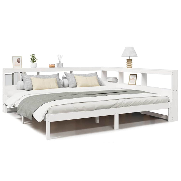 vidaXL Letto Libreria senza Materasso Bianco 200x200 cm Legno di Pino