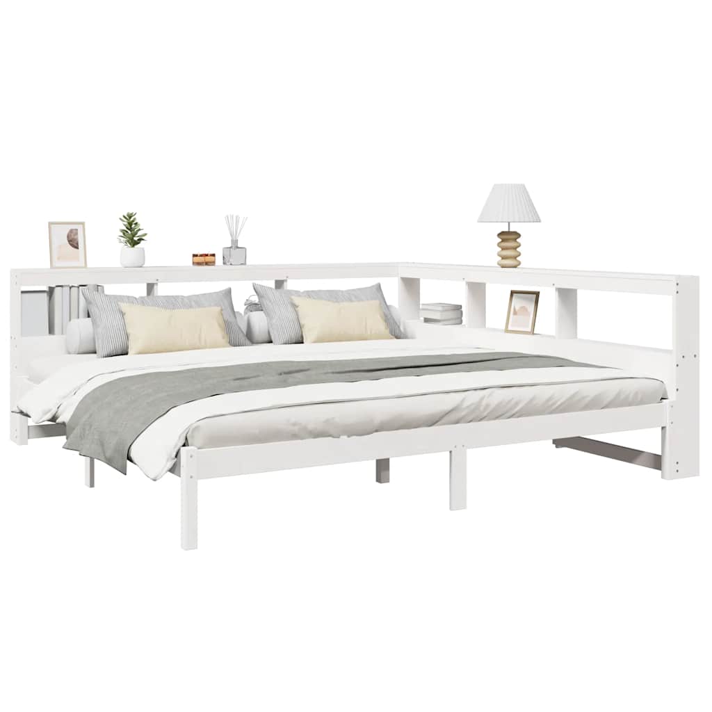 vidaXL Letto Libreria senza Materasso Bianco 200x200 cm Legno di Pino