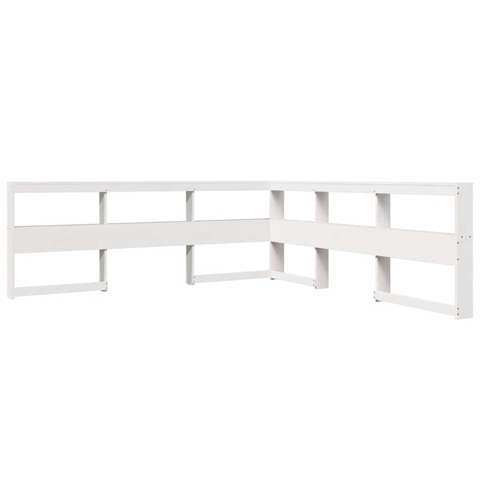 Letto Libreria senza Materasso-Struttura Letto con contenitore Bianco 200x200 cm Legno di Pino 500892