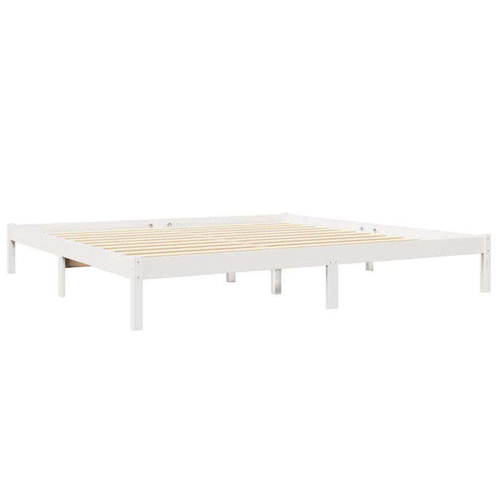 Letto Libreria senza Materasso-Struttura Letto con contenitore Bianco 200x200 cm Legno di Pino 500892