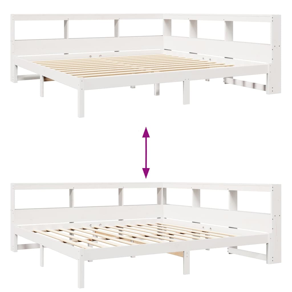 vidaXL Letto Libreria senza Materasso Bianco 200x200 cm Legno di Pino