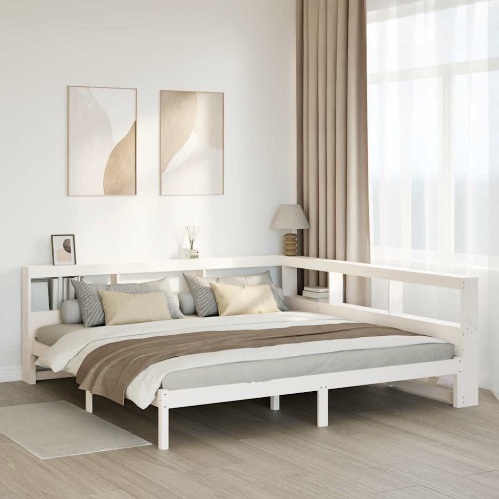vidaXL Letto Libreria senza Materasso Bianco 200x200 cm Legno di Pino