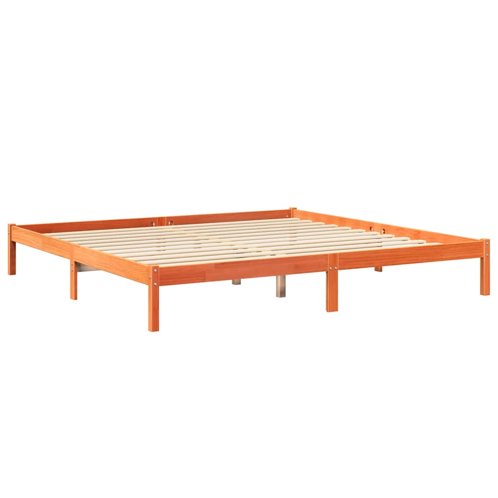 vidaXL Letto Libreria senza Materasso Marrone Cera 200x200 cm in Pino
