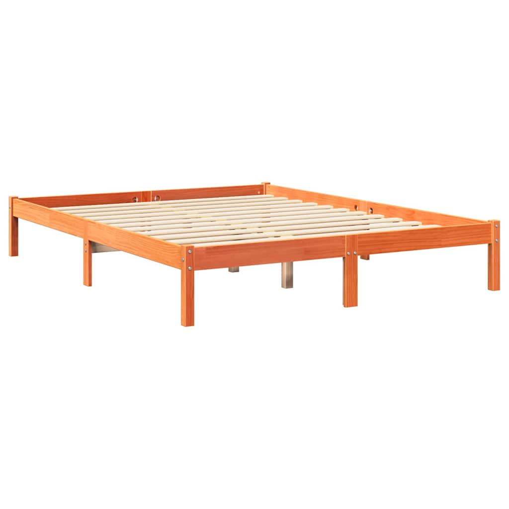 vidaXL Letto Libreria senza Materasso Marrone Cera 140x200 cm in Pino
