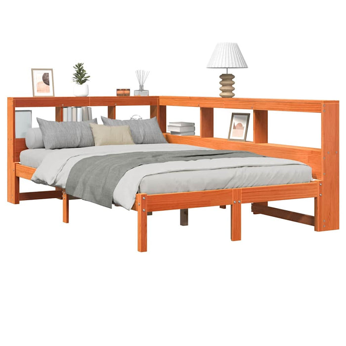 vidaXL Letto Libreria senza Materasso Marrone Cera 120x200 cm in Pino