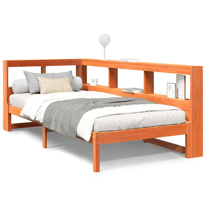 vidaXL Letto Libreria senza Materasso Marrone Cera 100x200 cm in Pino