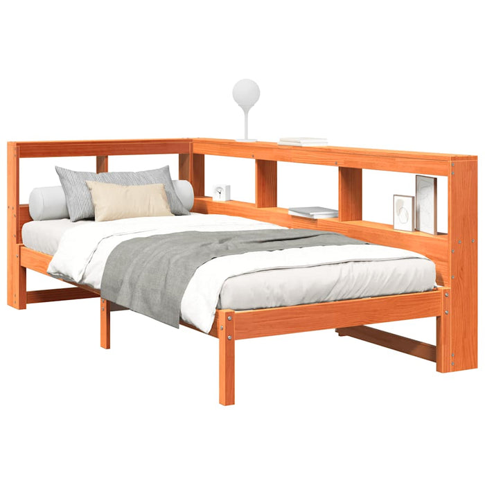 vidaXL Letto Libreria senza Materasso Marrone Cera 100x200 cm in Pino