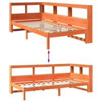 vidaXL Letto Libreria senza Materasso Marrone Cera 100x200 cm in Pino