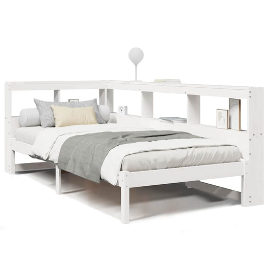 Letto Libreria senza Materasso-Struttura Letto con contenitore Bianca 90x200 cm Legno di Pino 692038