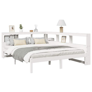 vidaXL Letto Libreria senza Materasso Bianco 140x190 cm Legno di Pino