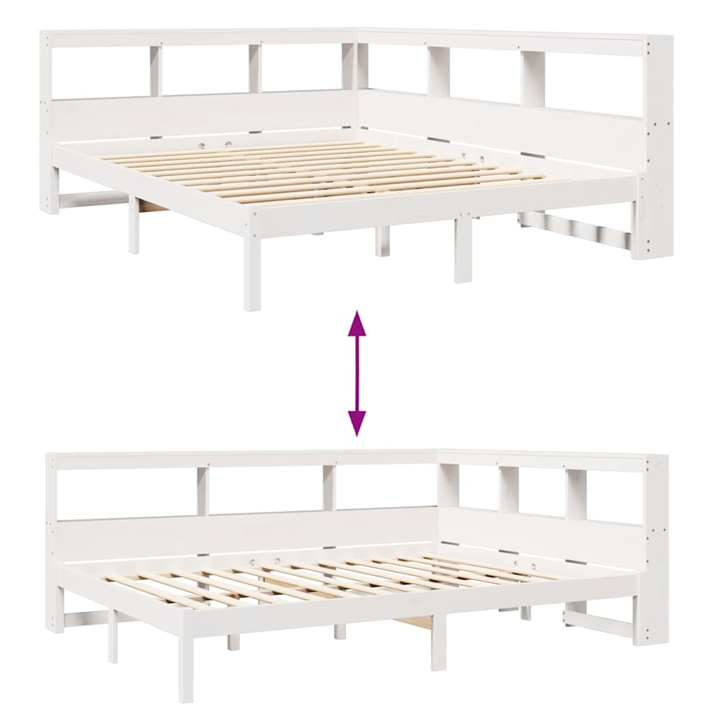 vidaXL Letto Libreria senza Materasso Bianco 140x190 cm Legno di Pino
