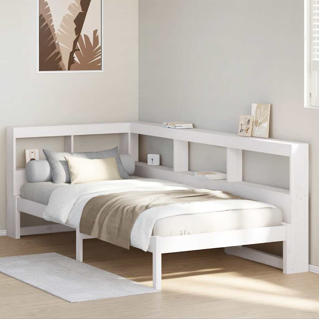 Letto con Libreria senza Materasso-Struttura Letto con contenitore 75x190 cm in Legno Pino 285196