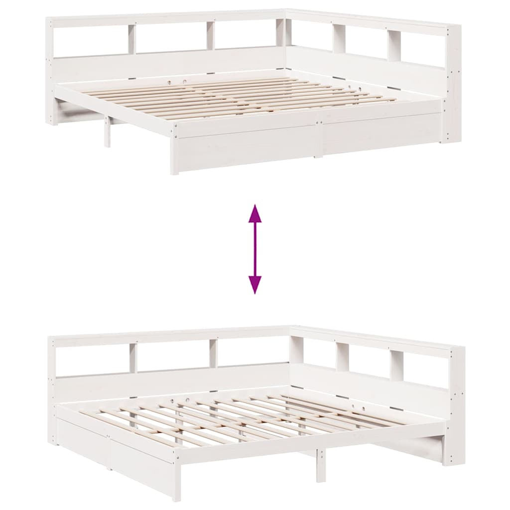 vidaXL Letto Libreria senza Materasso Bianco 200x200 cm Legno di Pino