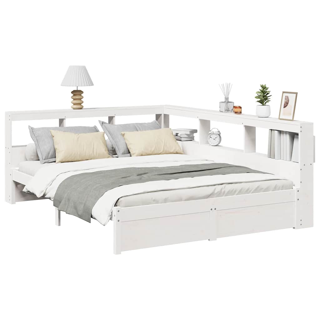 vidaXL Letto Libreria senza Materasso Bianco 150x200 cm Legno di Pino