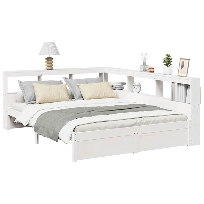 vidaXL Letto Libreria senza Materasso Bianco 150x200 cm Legno di Pino