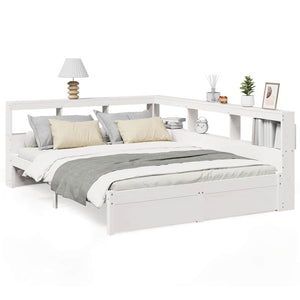 vidaXL Letto Libreria senza Materasso Bianco 150x200 cm Legno di Pino