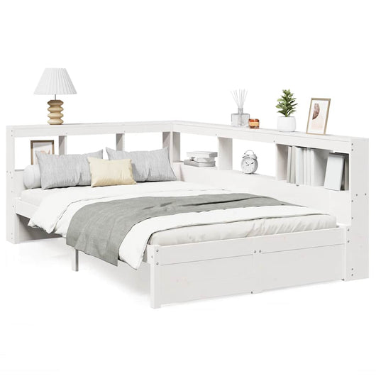 Letto Libreria senza Materasso Bianco 120x200 cm Legno di Pino 3324355