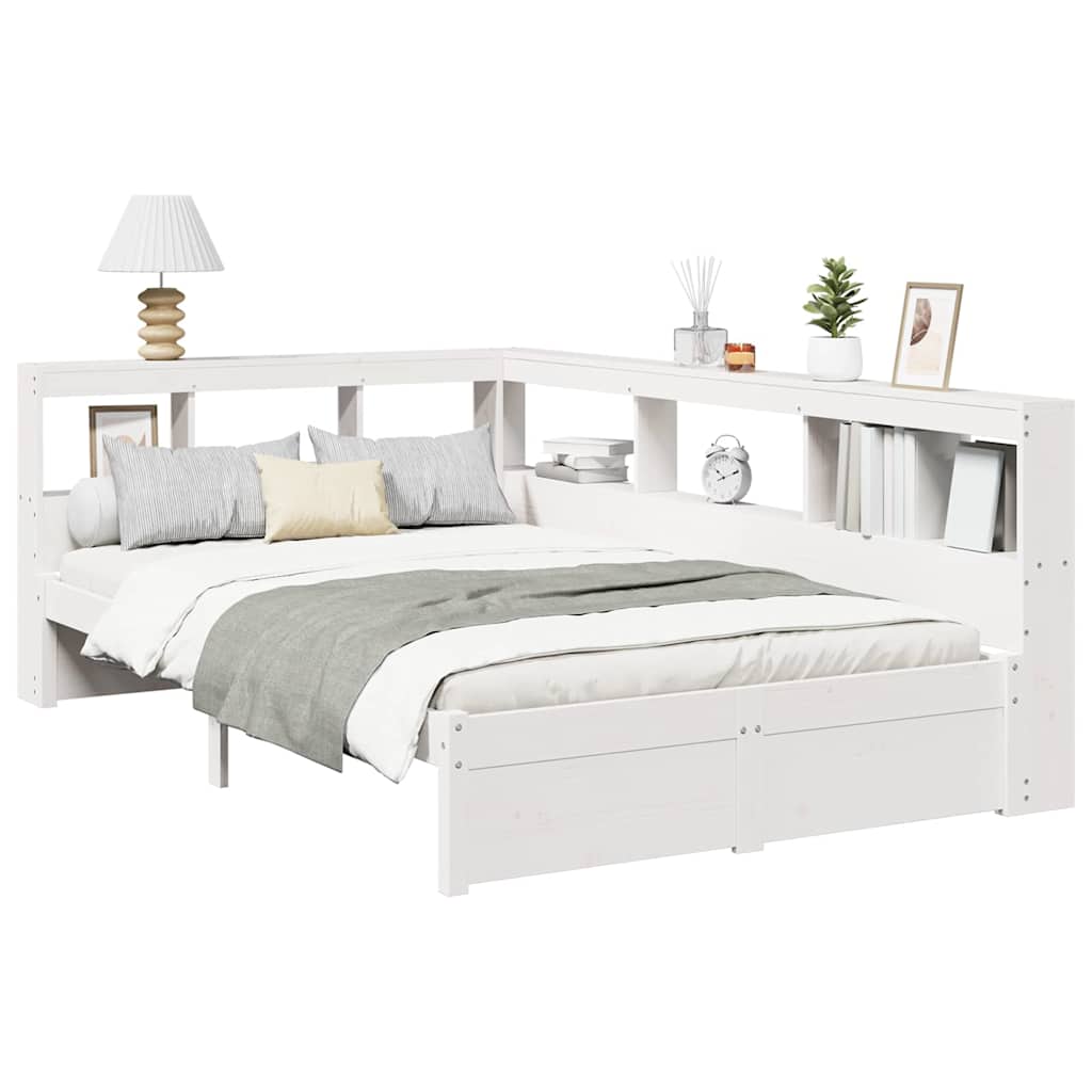 Letto Libreria senza Materasso Bianco 120x200 cm Legno di Pino 3324355
