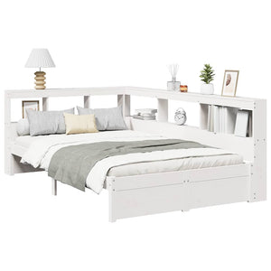 Letto Libreria senza Materasso Bianco 120x200 cm Legno di Pino 3324355