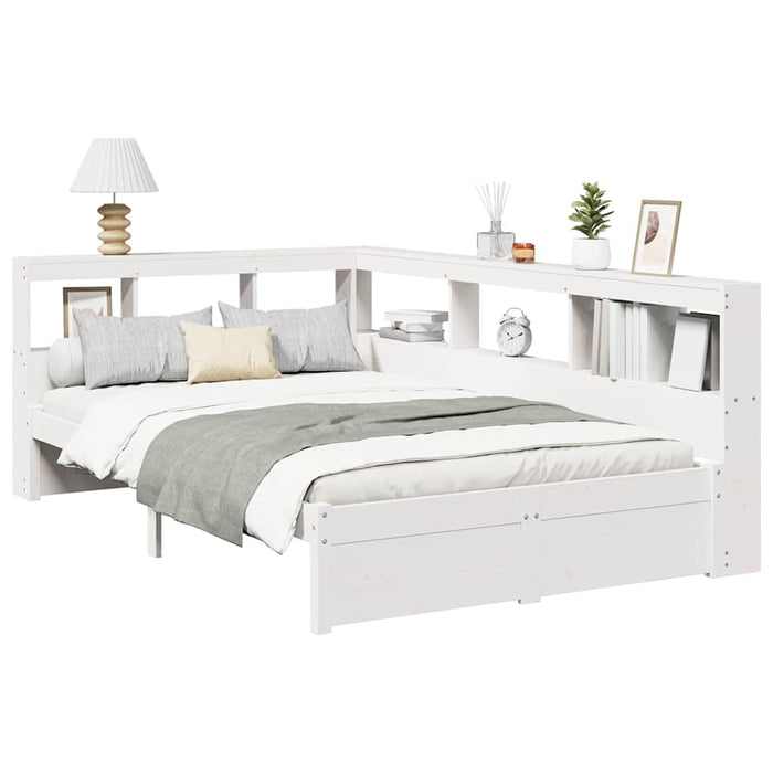 Letto Libreria senza Materasso Bianco 120x200 cm Legno di Pino 3324355