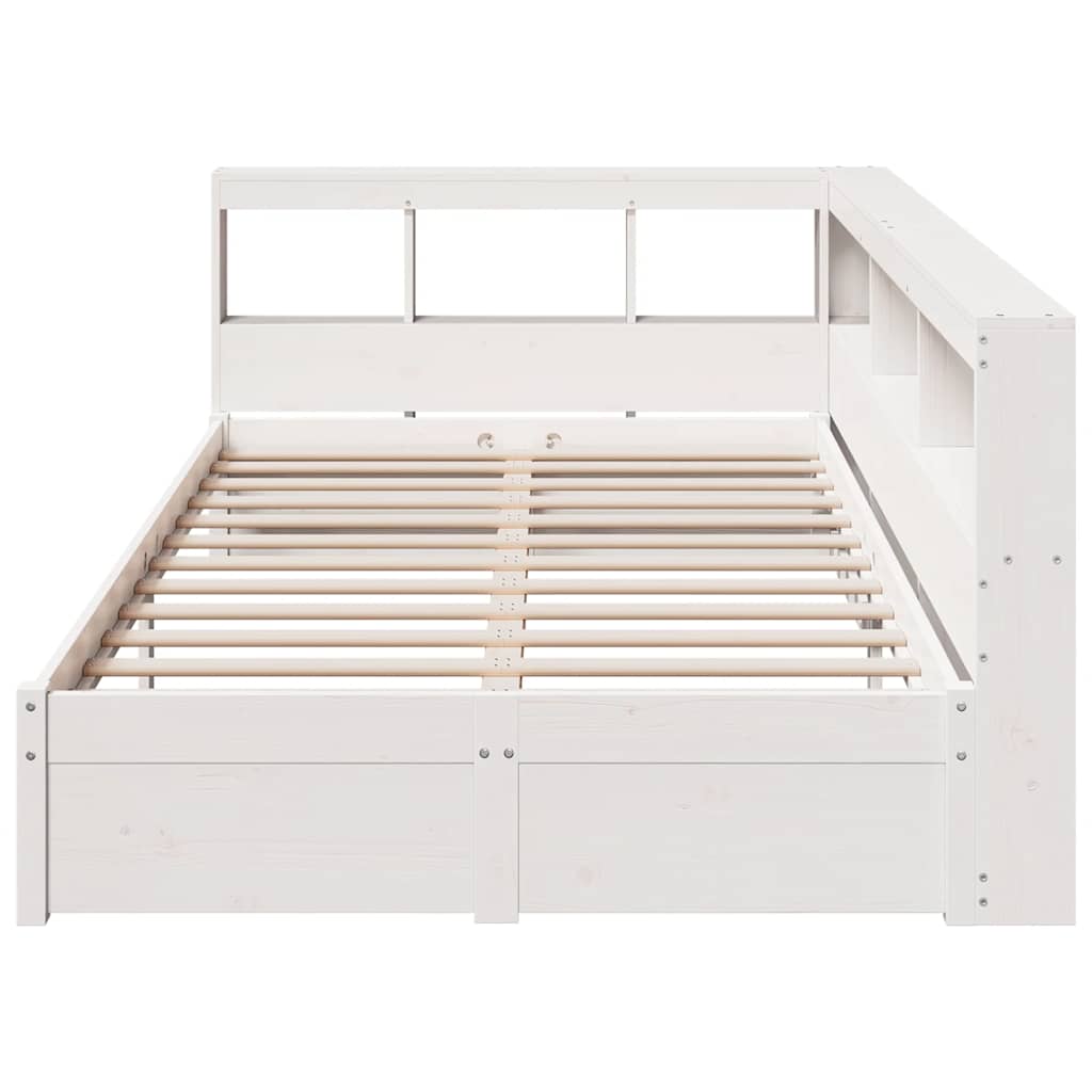Letto Libreria senza Materasso Bianco 120x200 cm Legno di Pino 3324355