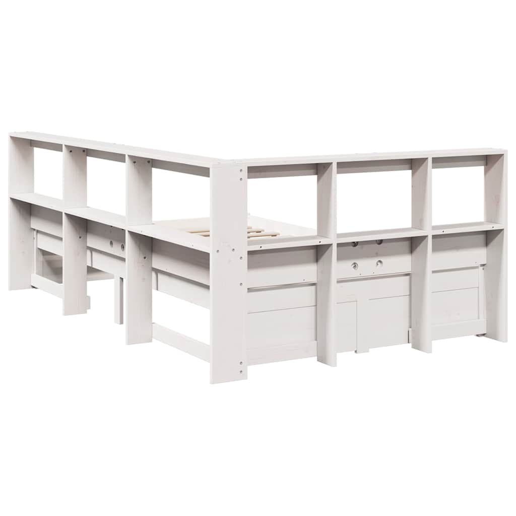 Letto Libreria senza Materasso Bianco 120x200 cm Legno di Pino 3324355