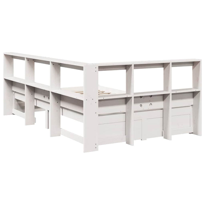 Letto Libreria senza Materasso Bianco 120x200 cm Legno di Pino 3324355