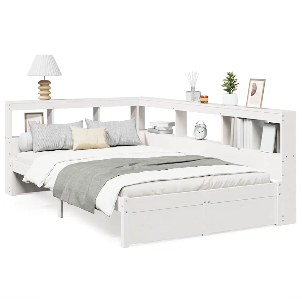 vidaXL Letto Libreria senza Materasso Bianco 90x190 cm Massello Pino