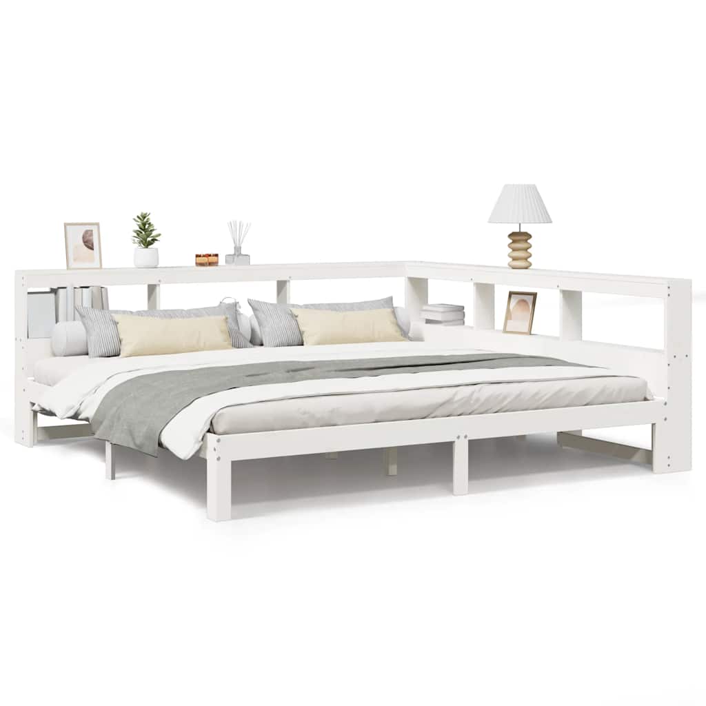 vidaXL Letto Libreria senza Materasso Bianco 200x200 cm Legno di Pino