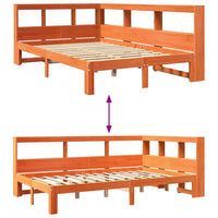 vidaXL Letto Libreria senza Materasso Marrone Cera 120x200 cm in Pino